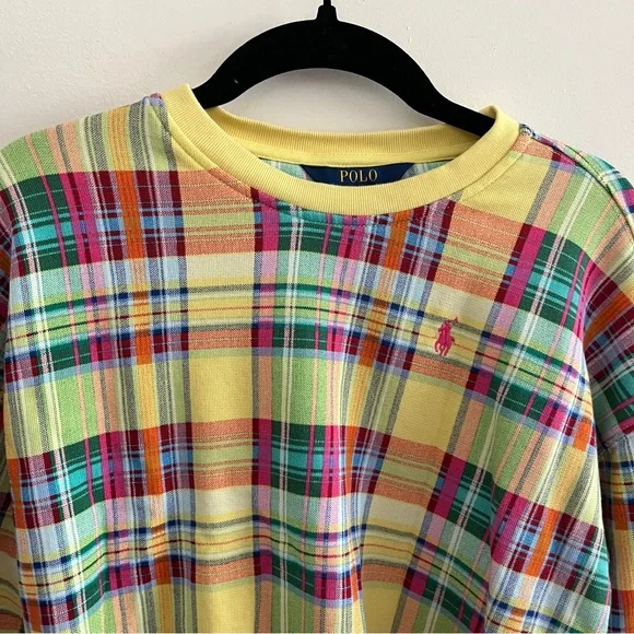 Polo Ralph Lauren Preppy Yellow Colorful Plaid Long Sleeve Crew Neck Sweater - Picture 3 of 7